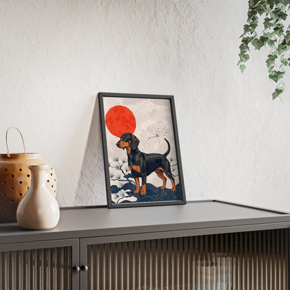 Japanese Ukiyo-e Style Dachshund Poster - Elegant Wiener Dog Wall Art