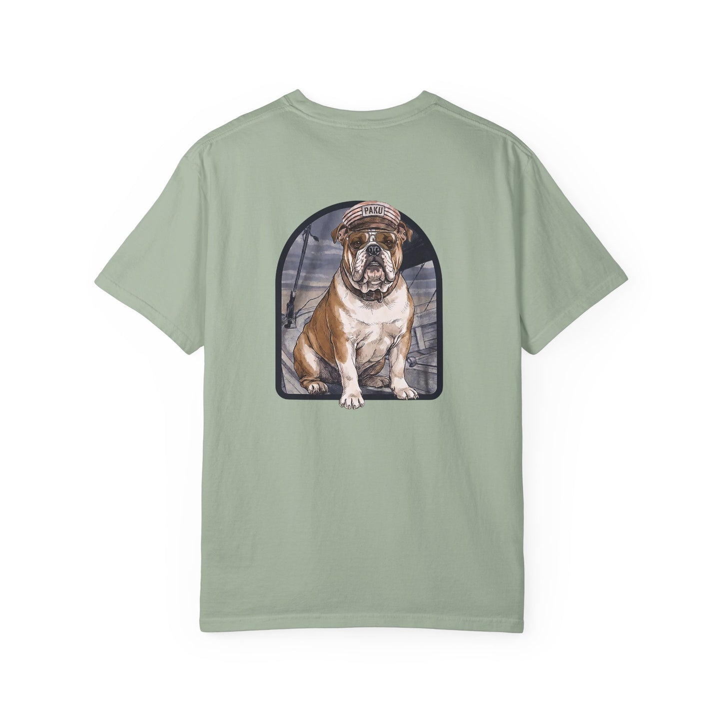 Cool English Bulldog Sailor Captain T-Shirt - Double-Sided Dog Tee