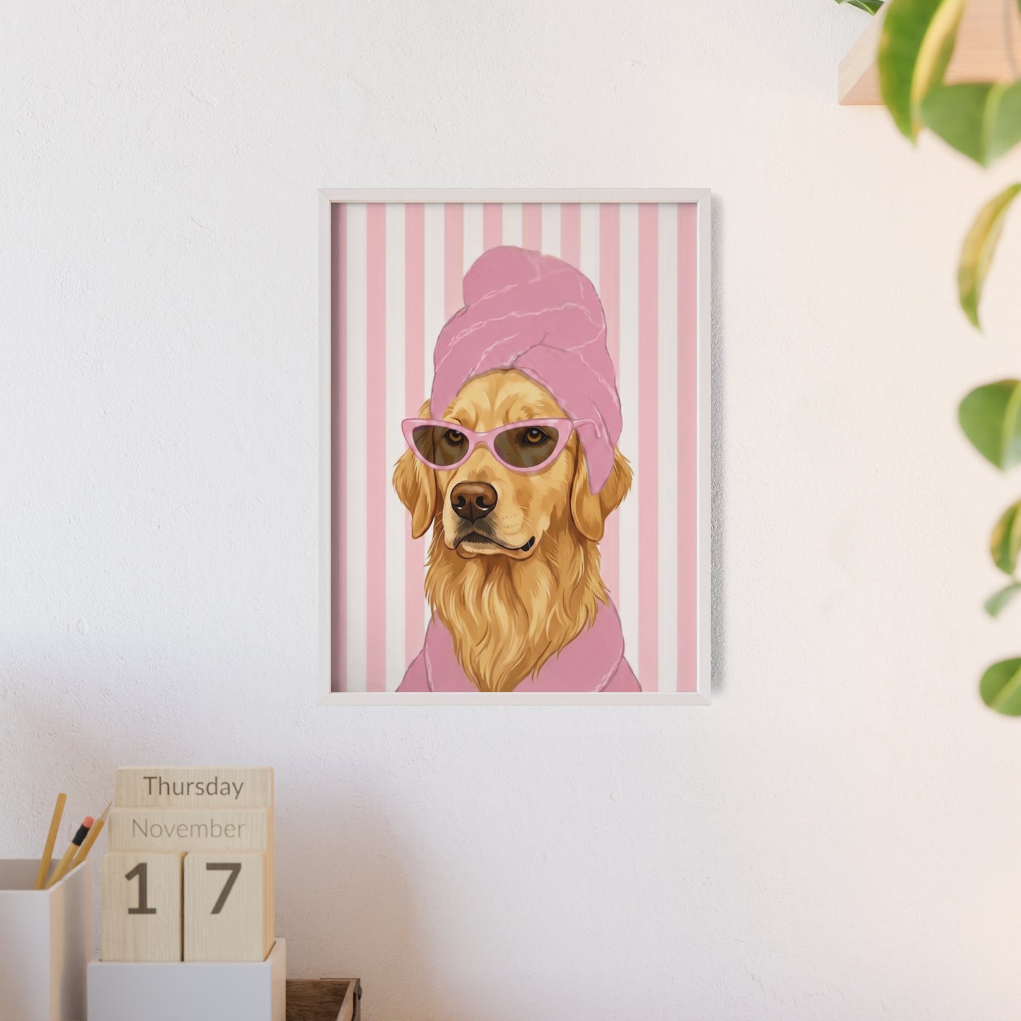 Golden Retriever Bathroom Poster - Funny Dog Spa Art