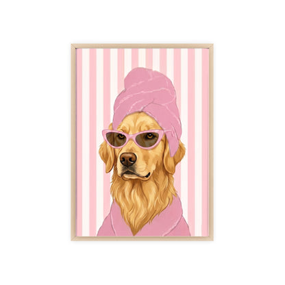 Golden Retriever Bathroom Poster - Funny Dog Spa Art