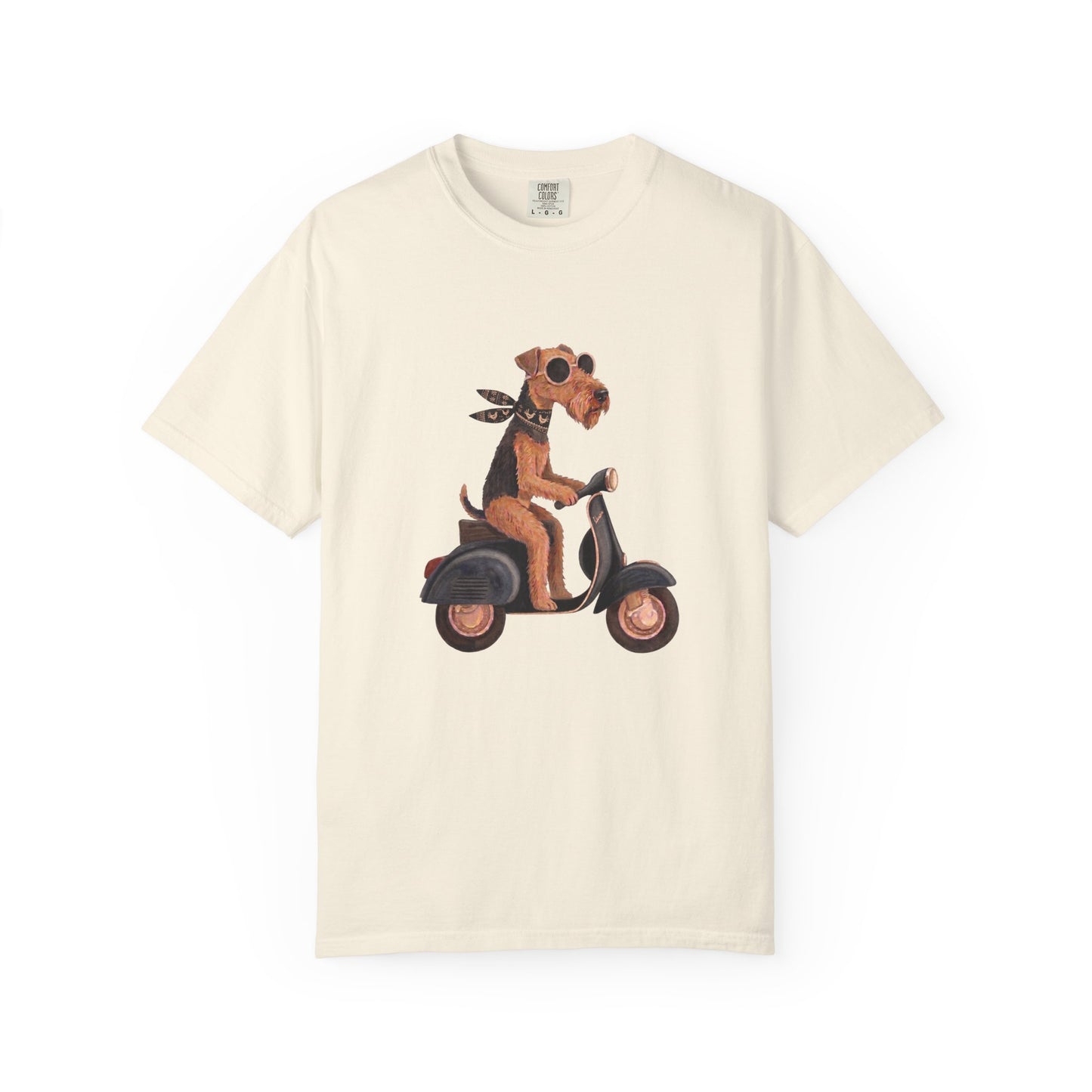 Scooter Airedale Terrier Graphic T-Shirt — Cute Riding Puppy Tee