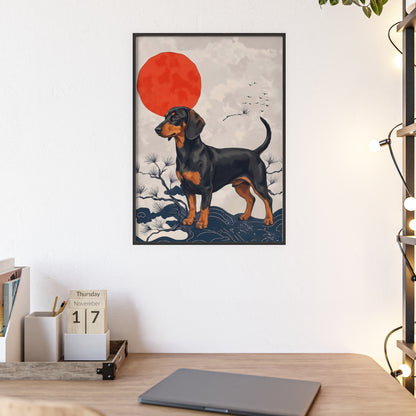 Japanese Ukiyo-e Style Dachshund Poster - Elegant Wiener Dog Wall Art