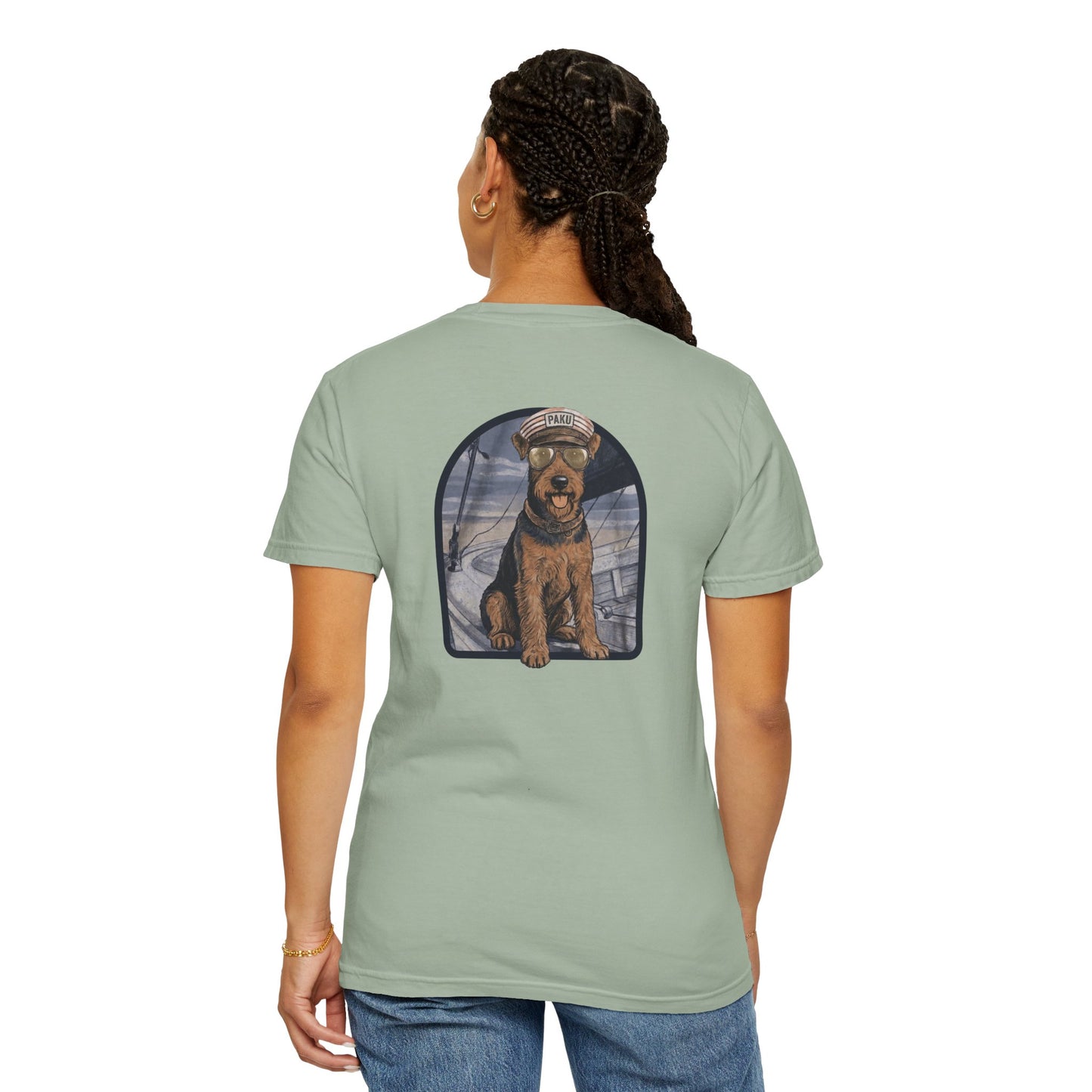 Cool Airedale Terrier Sailor Captain T-Shirt - Double-Sided Dog Tee
