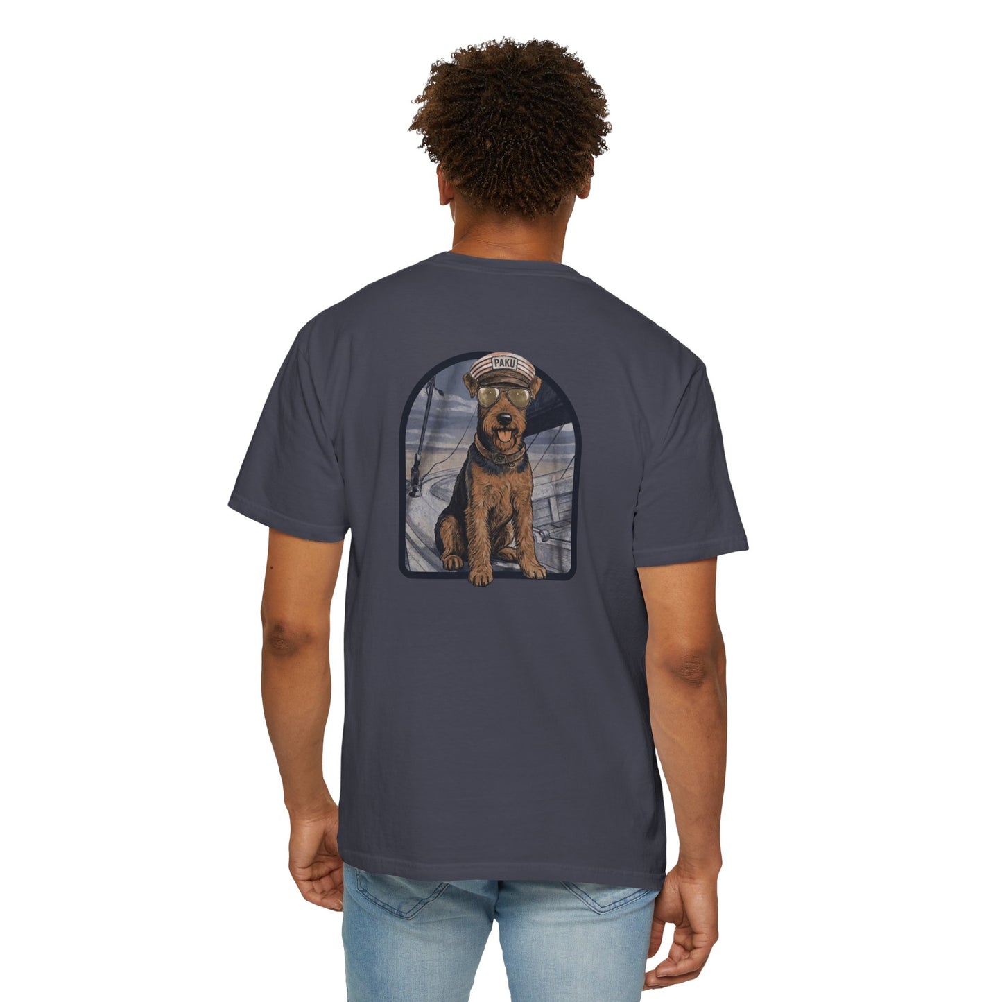 Cool Airedale Terrier Sailor Captain T-Shirt - Double-Sided Dog Tee