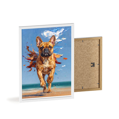 French Bulldog Beach Day Poster - Dynamic Dog Oil Painting Art