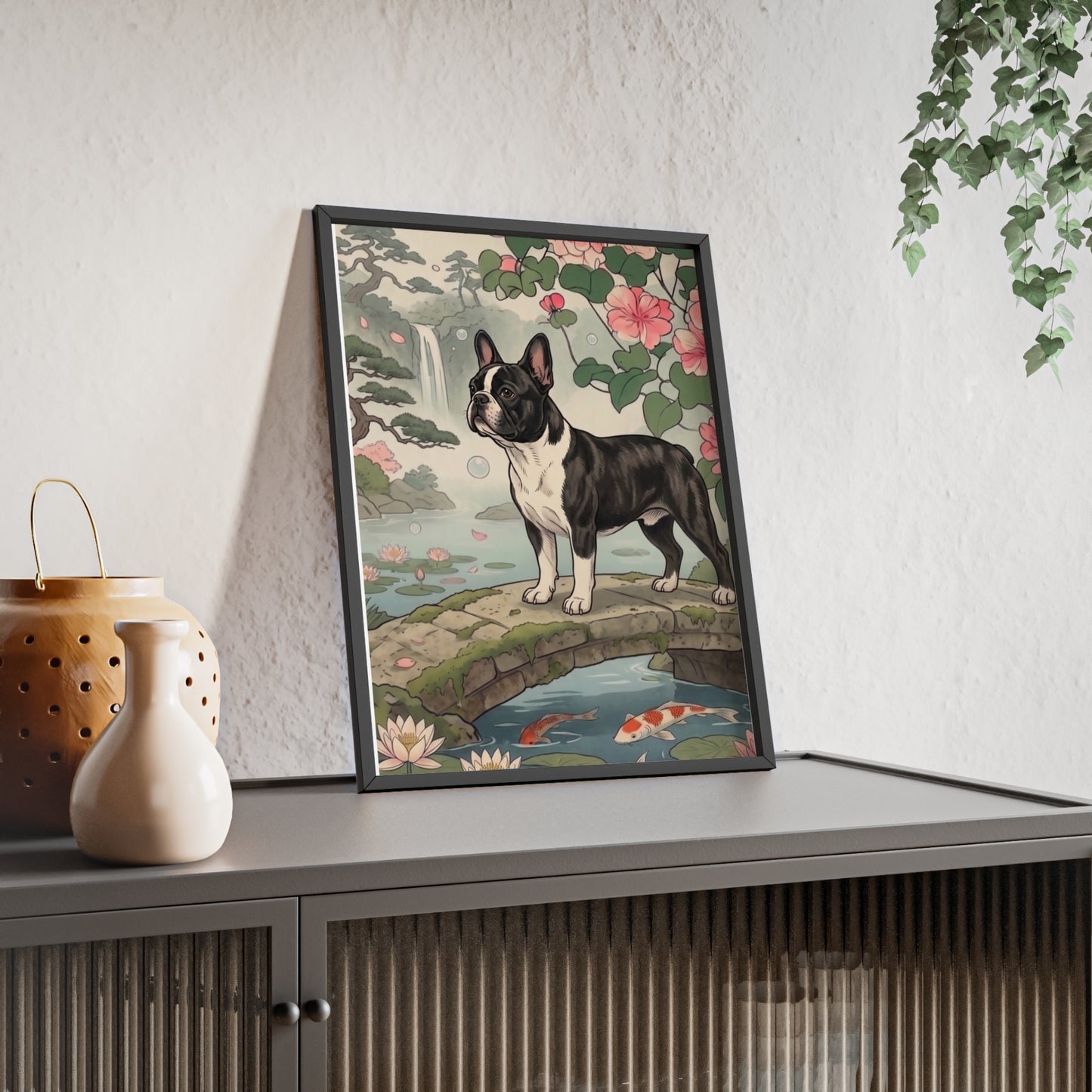 French Bulldog Japanese Style Art Poster - Vintage Frenchie Ukiyo-e Wall Art