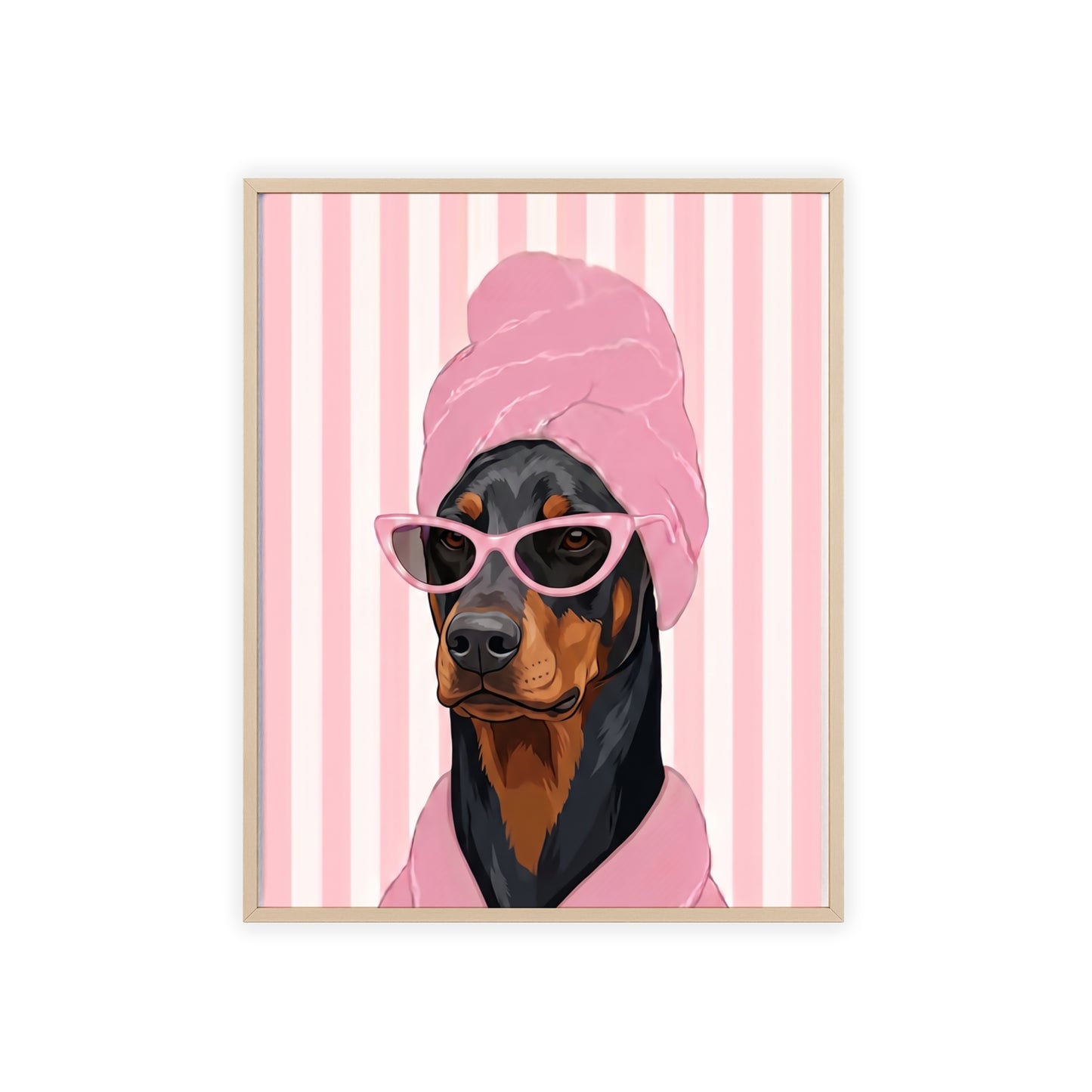 Doberman Bathroom Poster - Funny Dog Spa Wall Art