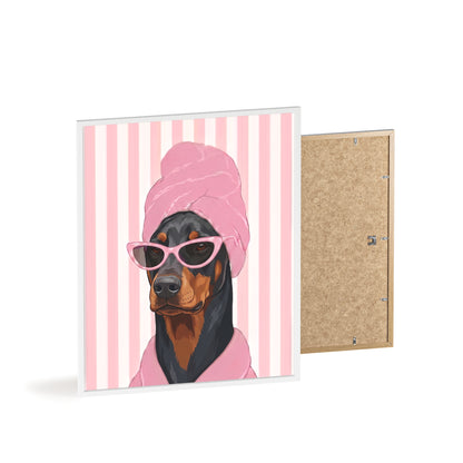 Doberman Bathroom Poster - Funny Dog Spa Wall Art