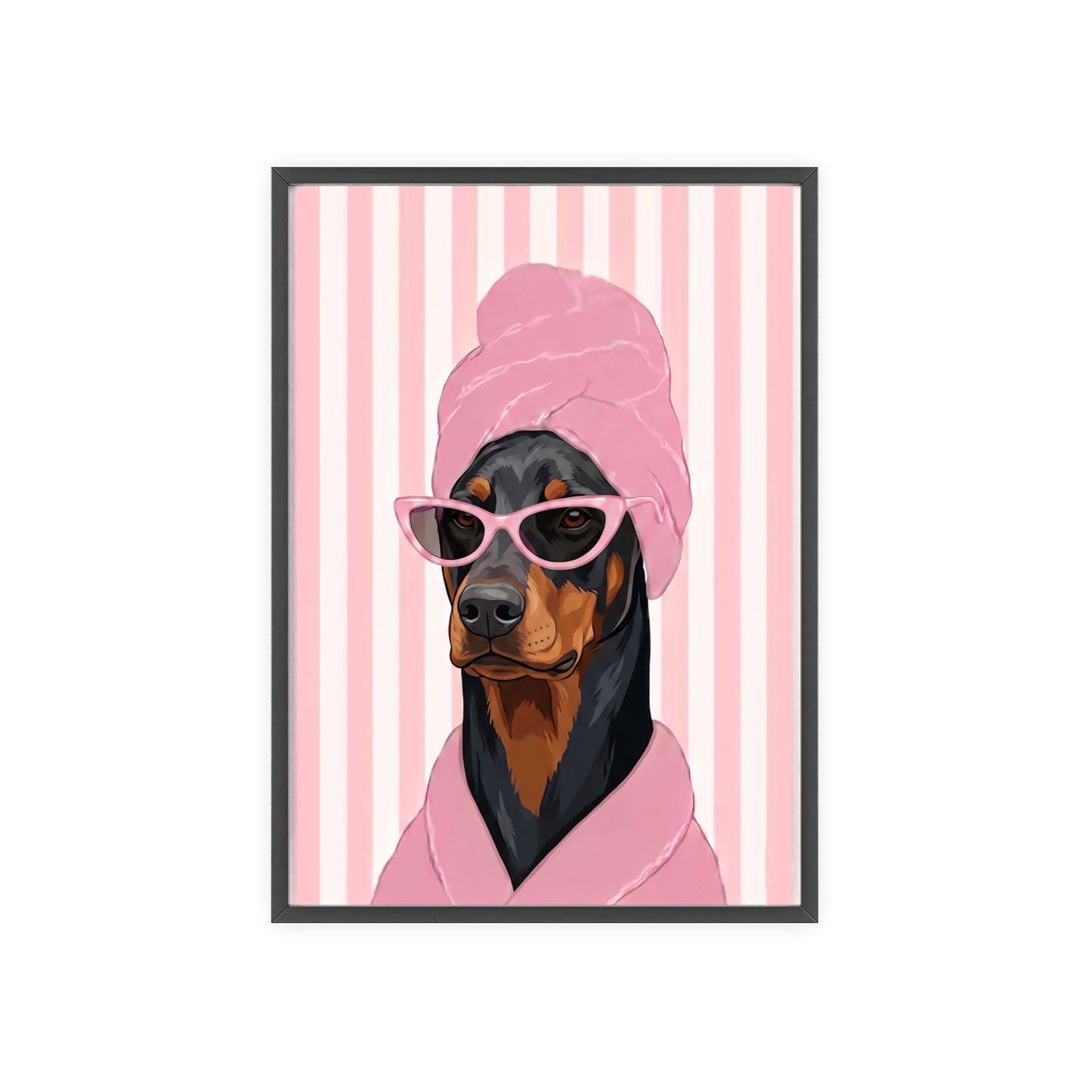 Doberman Bathroom Poster - Funny Dog Spa Wall Art