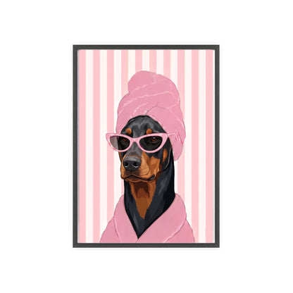 Doberman Bathroom Poster - Funny Dog Spa Wall Art