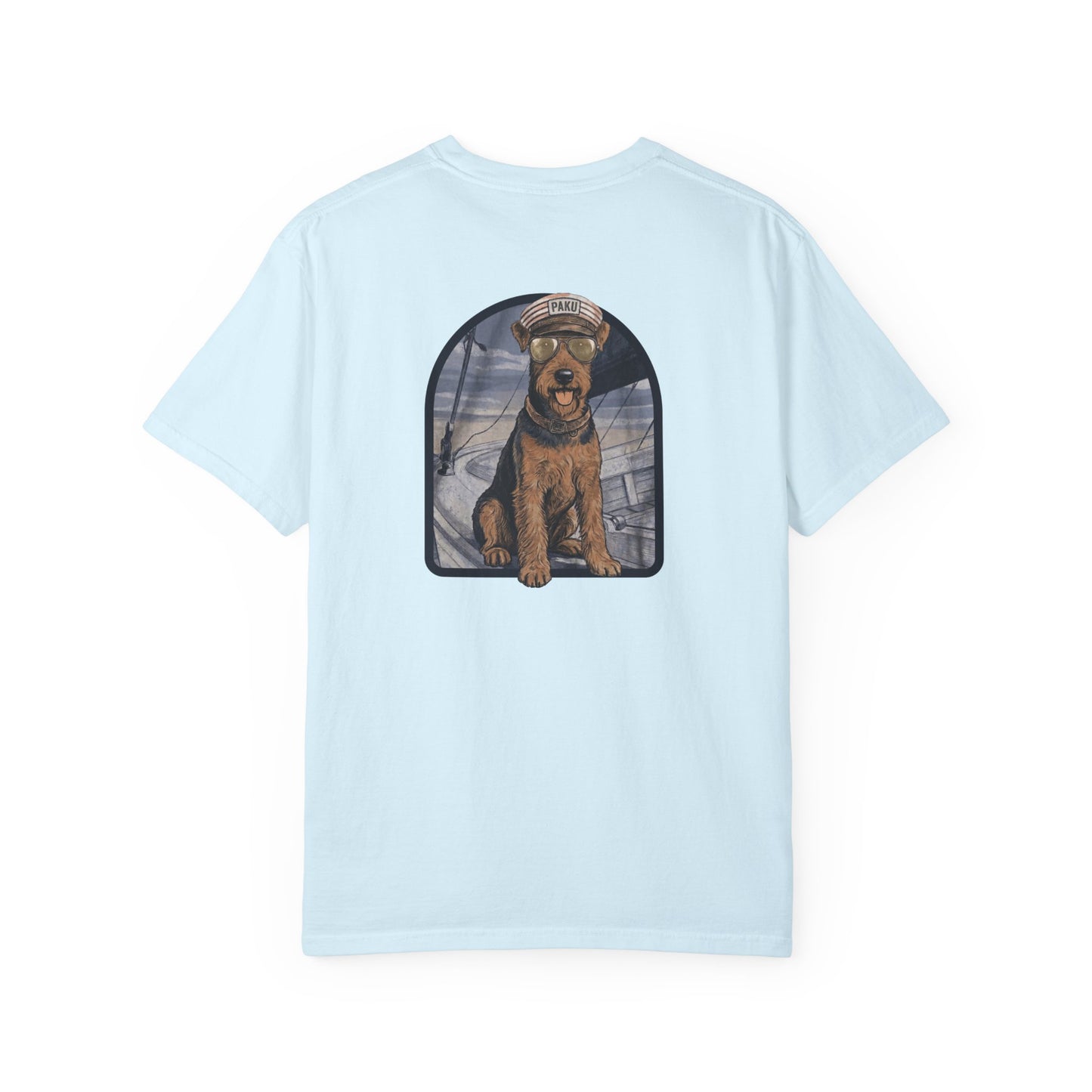 Cool Airedale Terrier Sailor Captain T-Shirt - Double-Sided Dog Tee