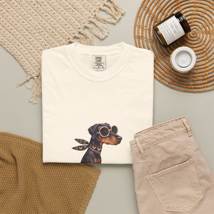 Doberman Pinscher Riding Retro Scooter Watercolor T-Shirt