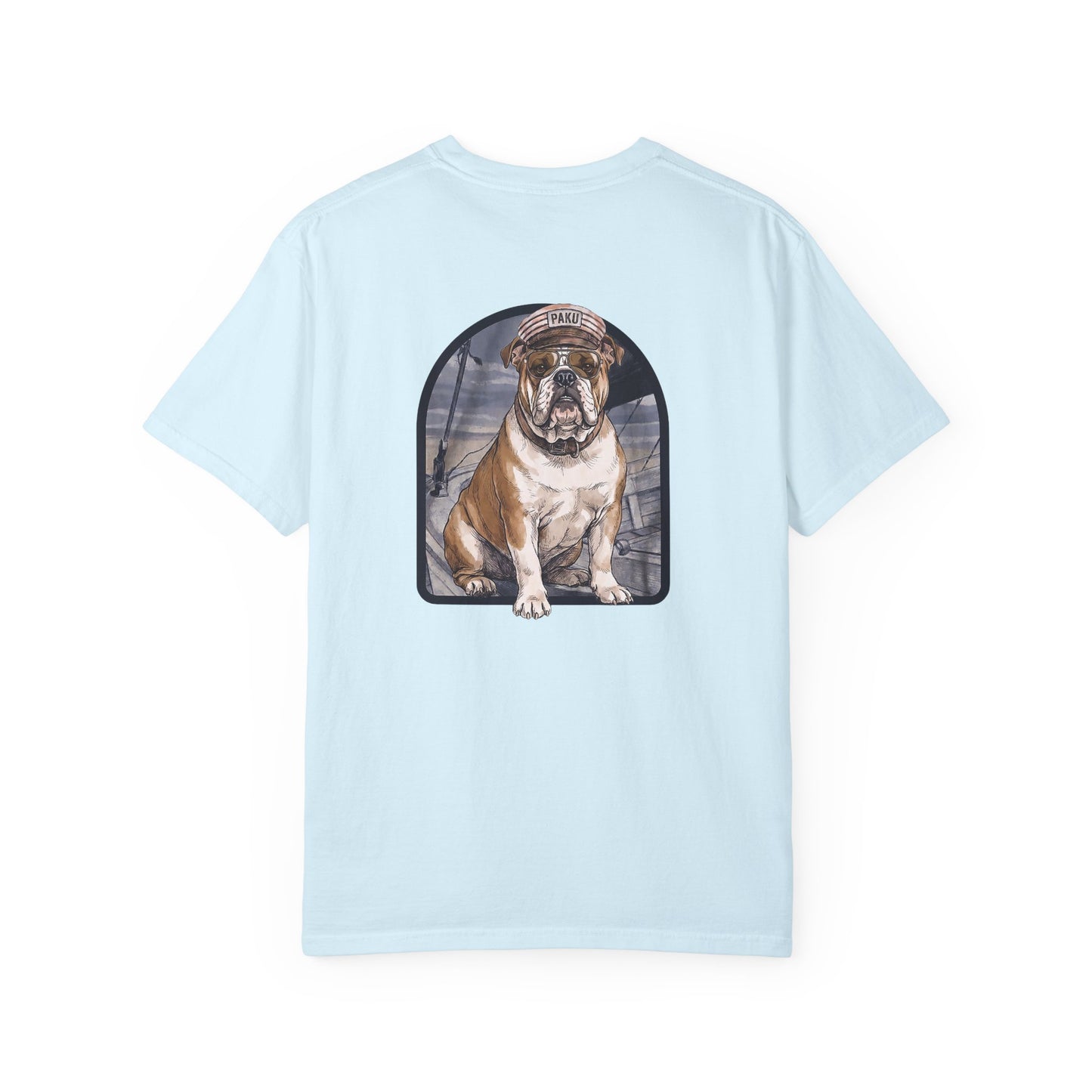 Cool English Bulldog Sailor Captain T-Shirt - Double-Sided Dog Tee