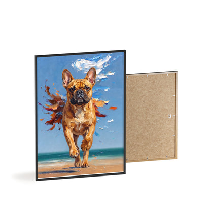 French Bulldog Beach Day Poster - Dynamic Dog Oil Painting Art