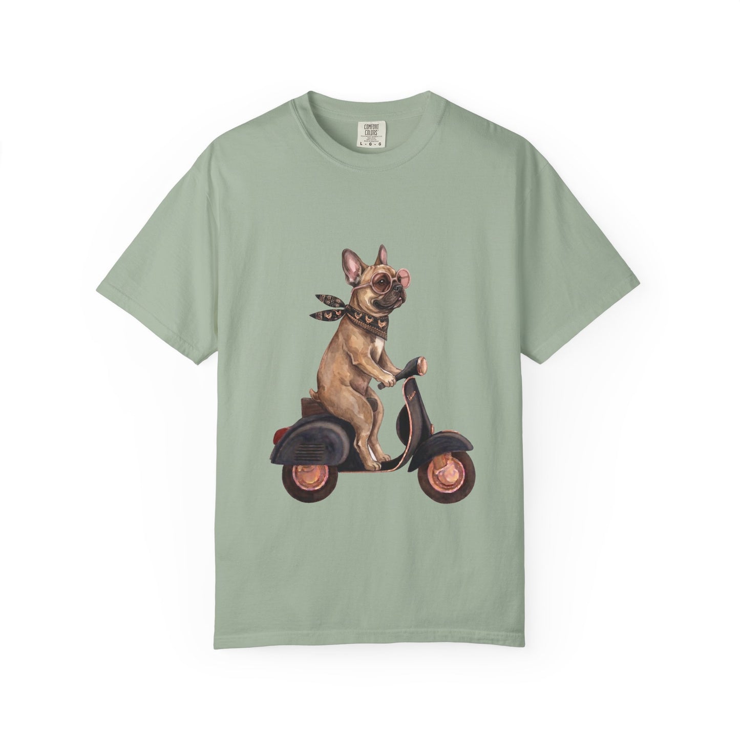 French Bulldog Riding Vintage Scooter T-Shirt - Cool Frenchie Graphic Tee