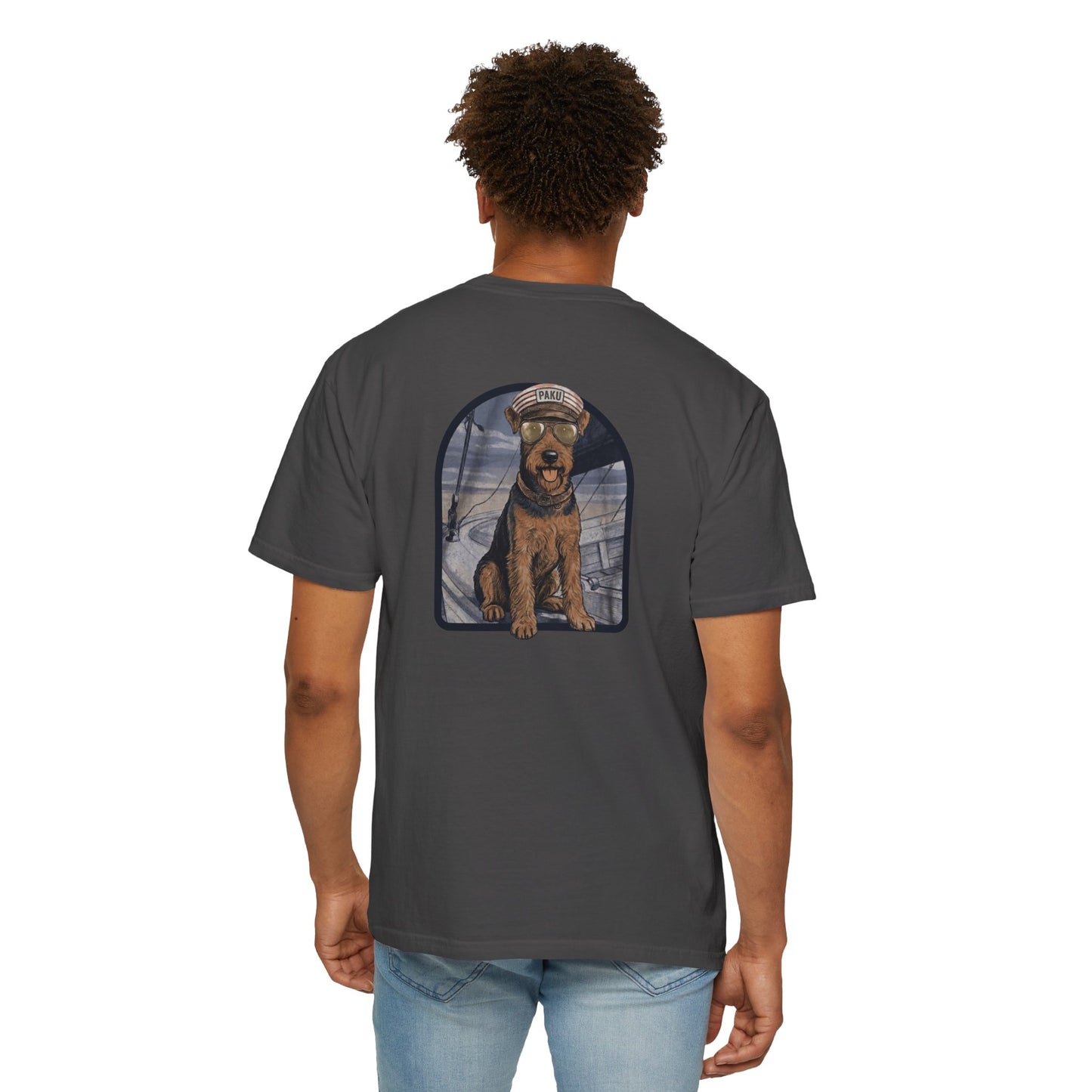 Cool Airedale Terrier Sailor Captain T-Shirt - Double-Sided Dog Tee
