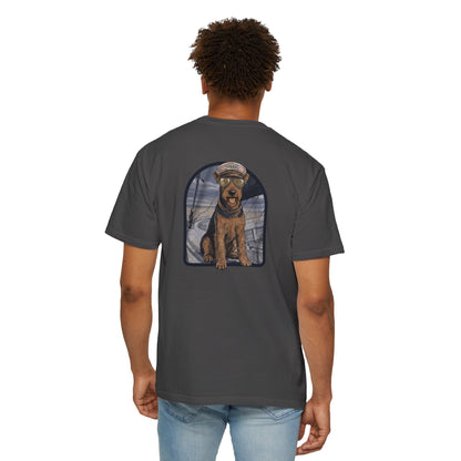 Cool Airedale Terrier Sailor Captain T-Shirt - Double-Sided Dog Tee