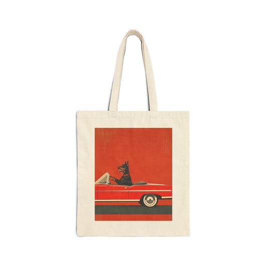 Doberman Driving Vintage Convertible Tote Bag - Funny Dog Gift