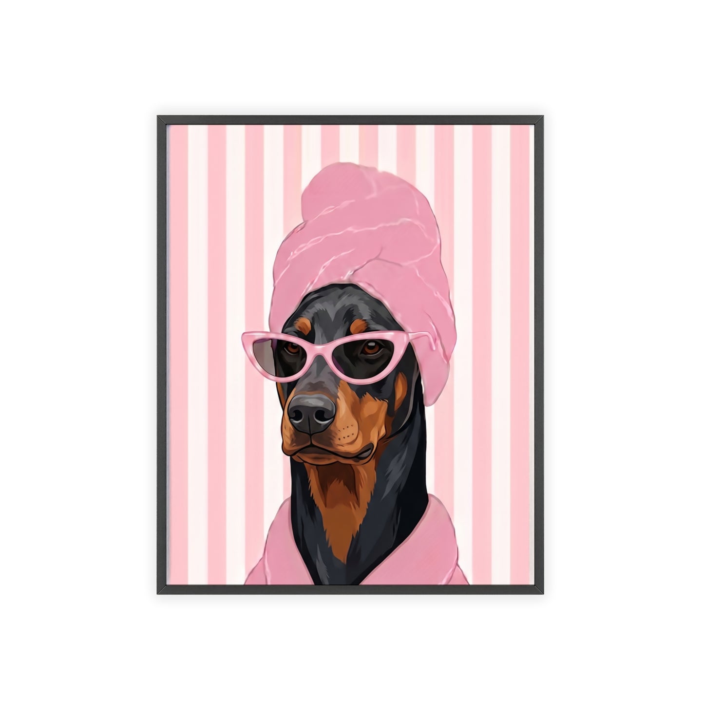 Doberman Bathroom Poster - Funny Dog Spa Wall Art