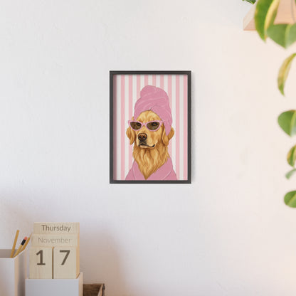 Golden Retriever Bathroom Poster - Funny Dog Spa Art
