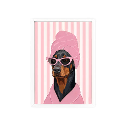 Doberman Bathroom Poster - Funny Dog Spa Wall Art