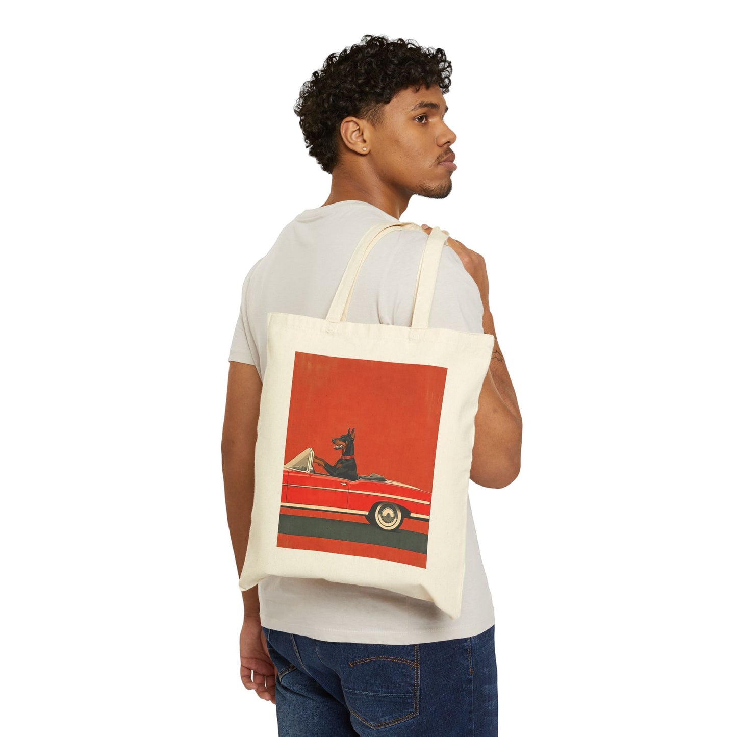 Doberman Driving Vintage Convertible Tote Bag - Funny Dog Gift