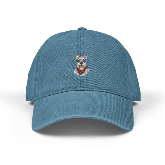 Schnauzer Washed Cotton Baseball Cap - Vintage Dog Dad Hat