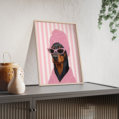 Doberman Bathroom Poster - Funny Dog Spa Wall Art