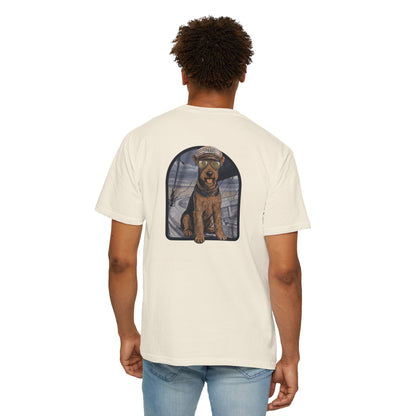 Cool Airedale Terrier Sailor Captain T-Shirt - Double-Sided Dog Tee