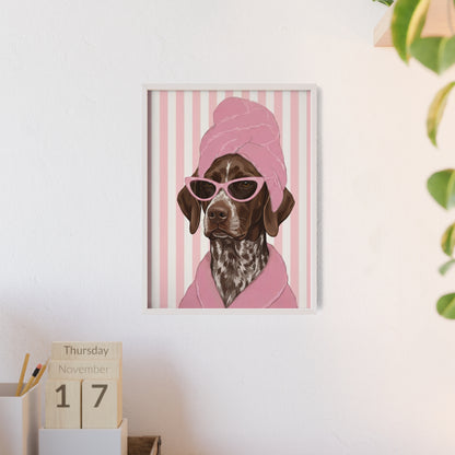German Shorthaired Pointer Bathroom Poster - Funny Dog Spa Wall Art