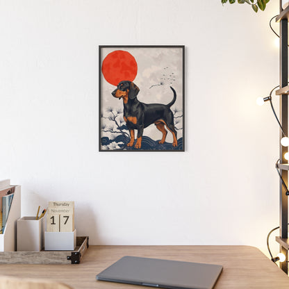 Japanese Ukiyo-e Style Dachshund Poster - Elegant Wiener Dog Wall Art