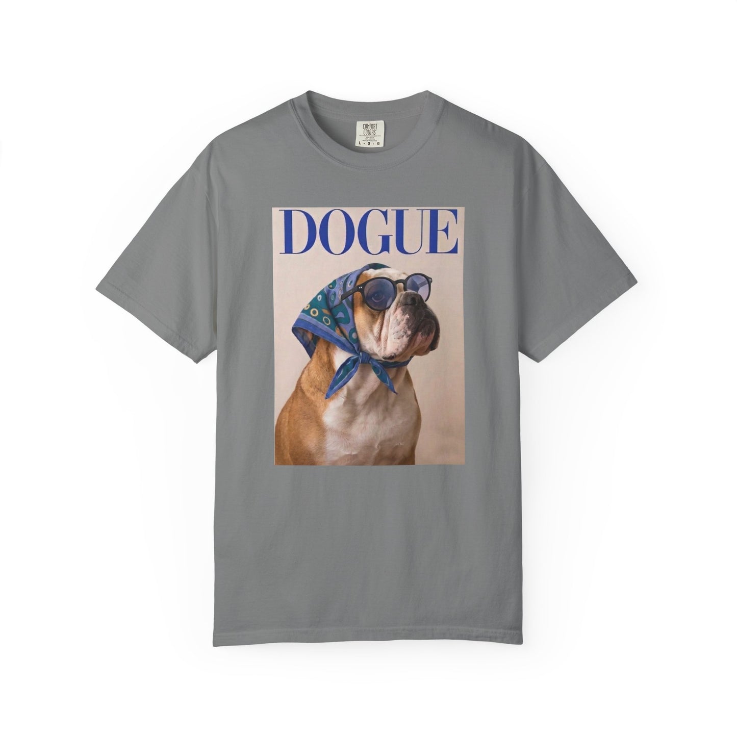Funny English Bulldog DOGUE Magazine Cover Parody T-Shirt - Chic Dog Tee
