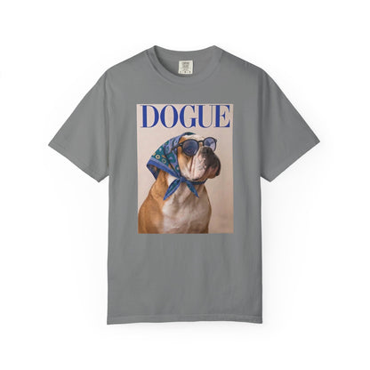 Funny English Bulldog DOGUE Magazine Cover Parody T-Shirt - Chic Dog Tee