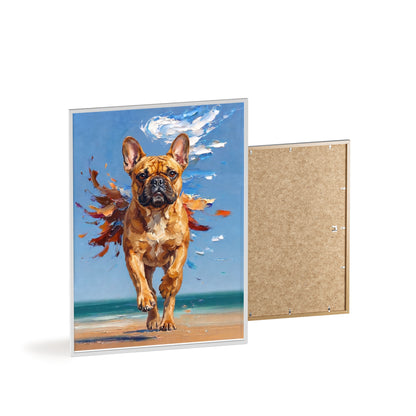 French Bulldog Beach Day Poster - Dynamic Dog Oil Painting Art