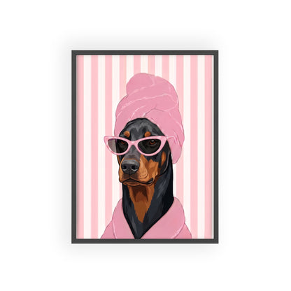 Doberman Bathroom Poster - Funny Dog Spa Wall Art