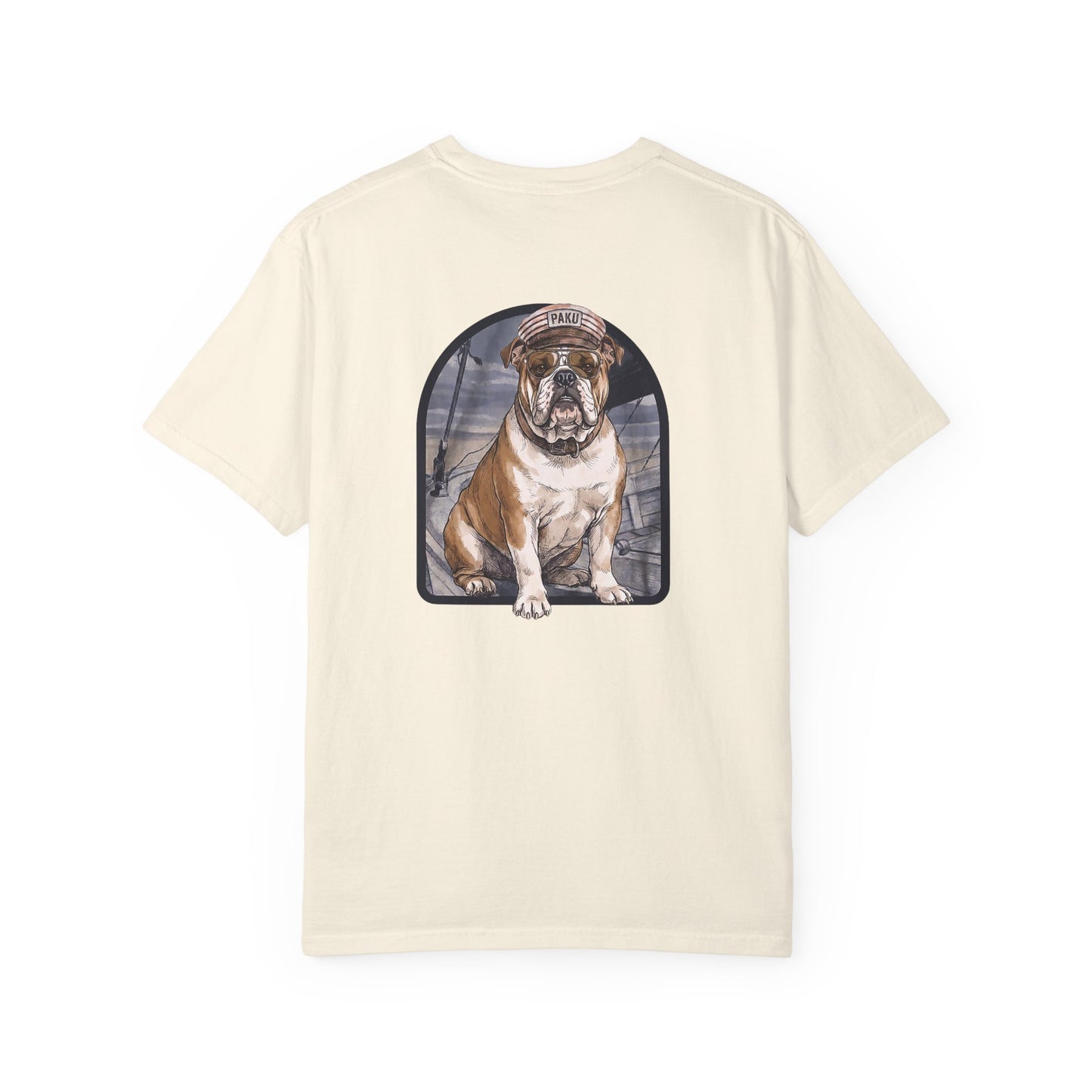 Cool English Bulldog Sailor Captain T-Shirt - Double-Sided Dog Tee