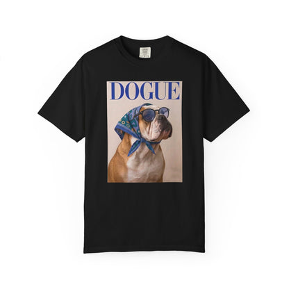 Funny English Bulldog DOGUE Magazine Cover Parody T-Shirt - Chic Dog Tee