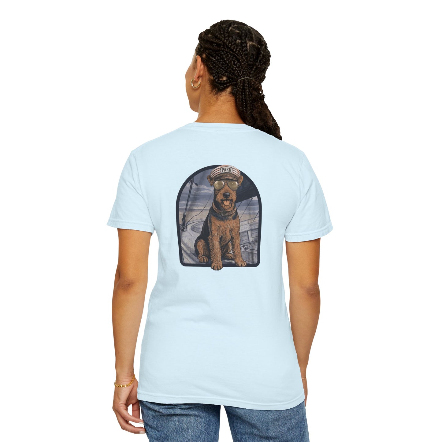 Cool Airedale Terrier Sailor Captain T-Shirt - Double-Sided Dog Tee