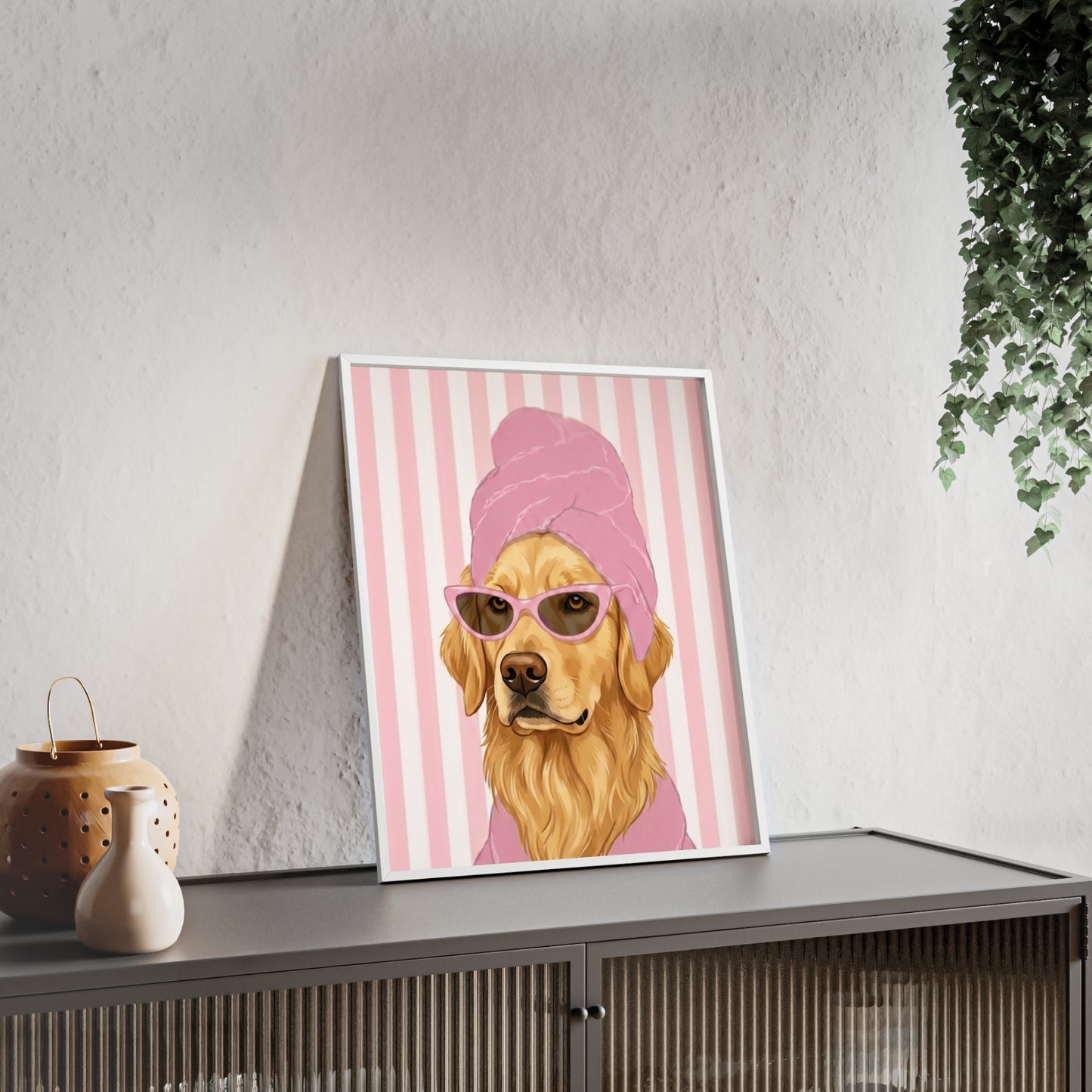 Golden Retriever Bathroom Poster - Funny Dog Spa Art