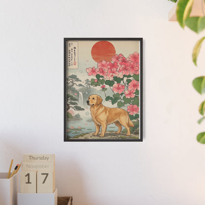 Golden Retriever Japanese Style Art Poster & Print