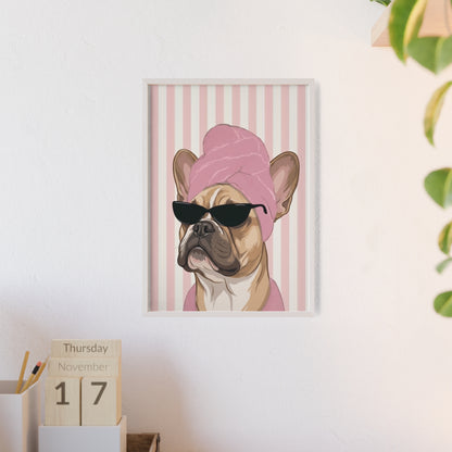 French Bulldog Bathroom Poster - Funny Frenchie Spa Wall Art