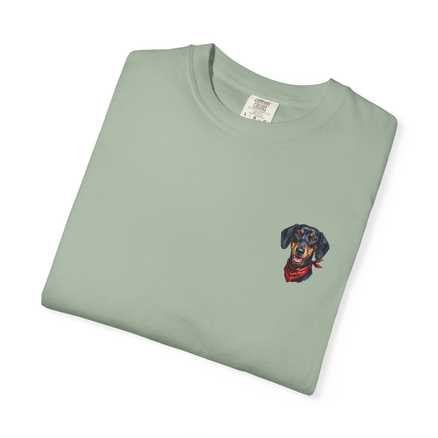 Minimalist Embroidered Dachshund Pocket-Style T-Shirt - Cute Wiener Dog Minimal Tee