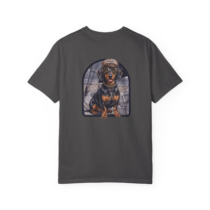 Cool Dachshund Captain T-Shirt - Funny Wiener Dog Graphic Tee