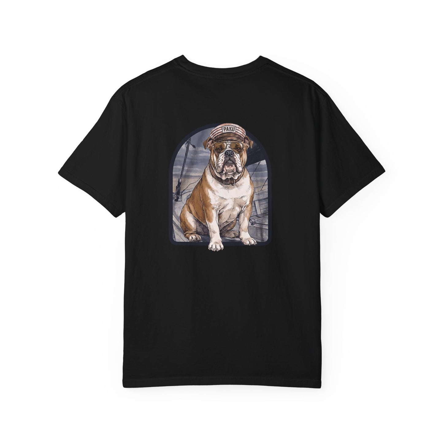 Cool English Bulldog Sailor Captain T-Shirt - Double-Sided Dog Tee