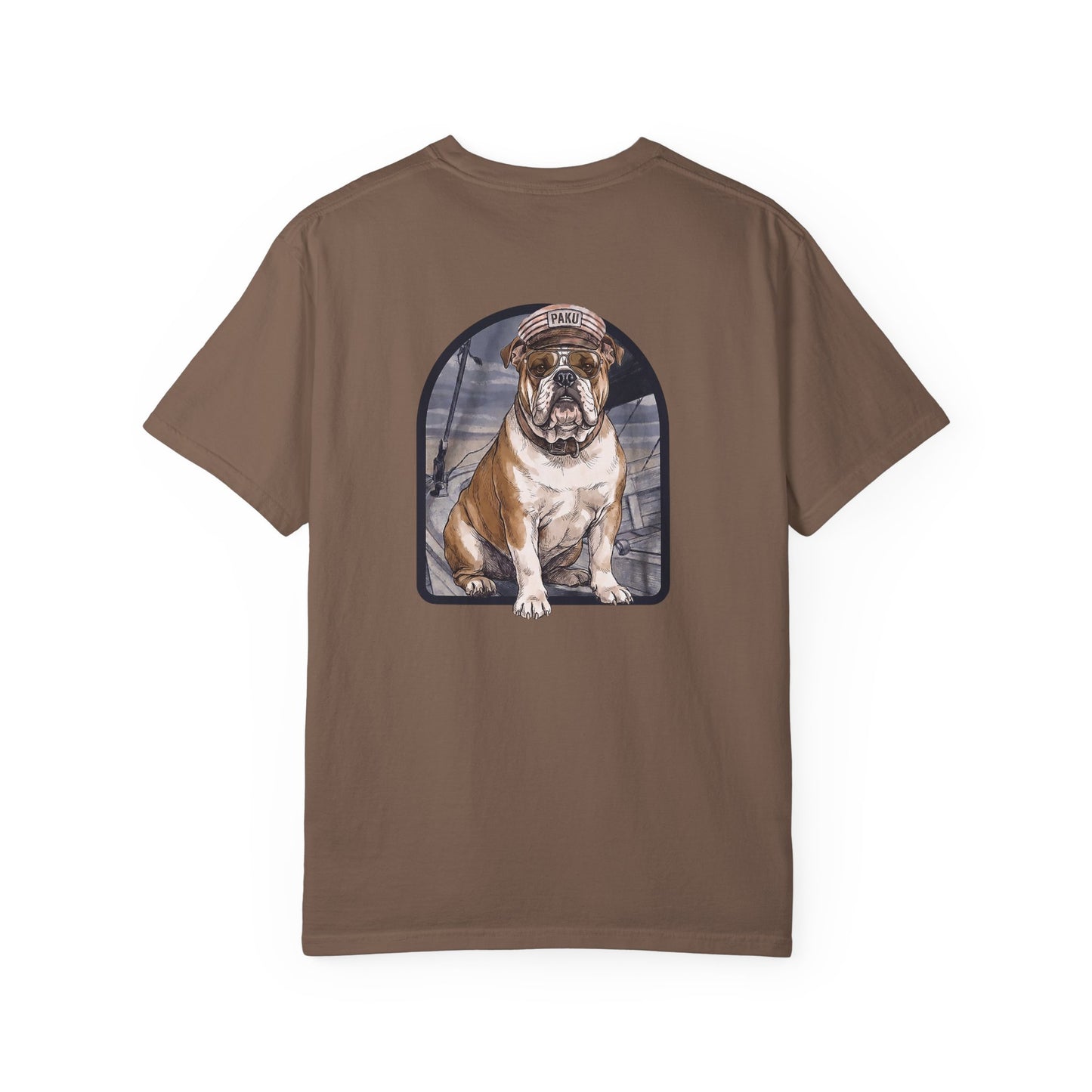 Cool English Bulldog Sailor Captain T-Shirt - Double-Sided Dog Tee