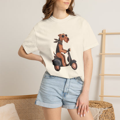Scooter Airedale Terrier Graphic T-Shirt — Cute Riding Puppy Tee