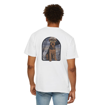Cool Airedale Terrier Sailor Captain T-Shirt - Double-Sided Dog Tee