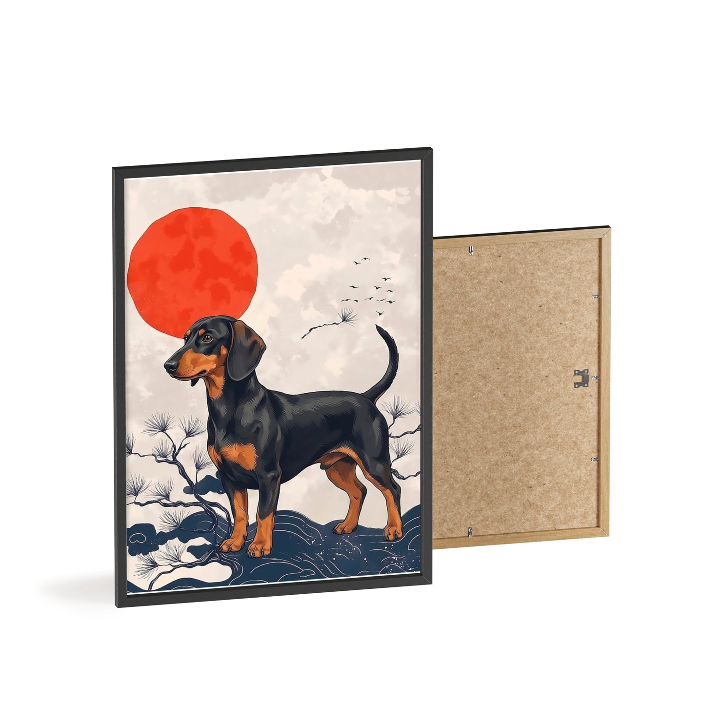 Japanese Ukiyo-e Style Dachshund Poster - Elegant Wiener Dog Wall Art