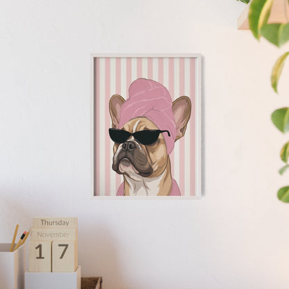 French Bulldog Bathroom Poster - Funny Frenchie Spa Wall Art