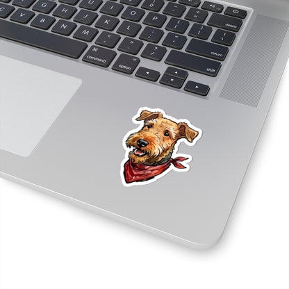Airedale Terrier Sticker with Red Bandana | Cute Dog Vinyl Decal